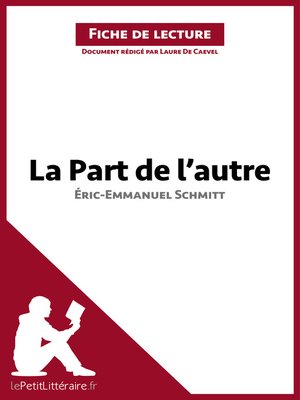 cover image of La Part de l'autre d'Éric-Emmanuel Schmitt (Fiche de lecture)